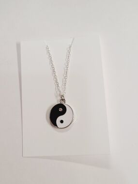 Yin Yang Pendant Necklace - Black and White